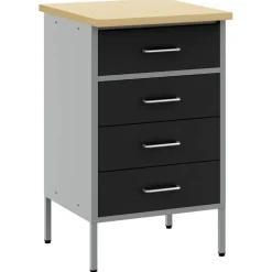 vidaXL Werkbank met lade met opslag Zwart en Grijs 50 x 55 x 85 cm