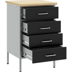 vidaXL Werkbank met lade met opslag Zwart en Grijs 50 x 55 x 85 cm
