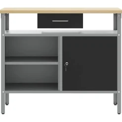 vidaXL Werkbank met lade met plank Zwart en Grijs 100 x 55 x 85 cm