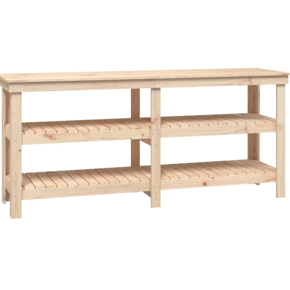vidaXL Werkbank met plank Naturel 181 x 50 x 80 cm Massief grenenhout