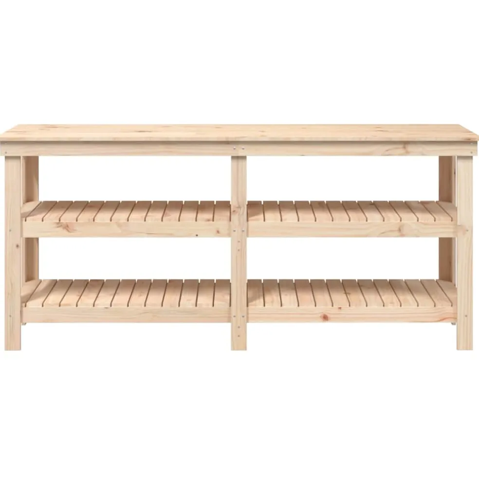 vidaXL Werkbank met plank Naturel 181 x 50 x 80 cm Massief grenenhout