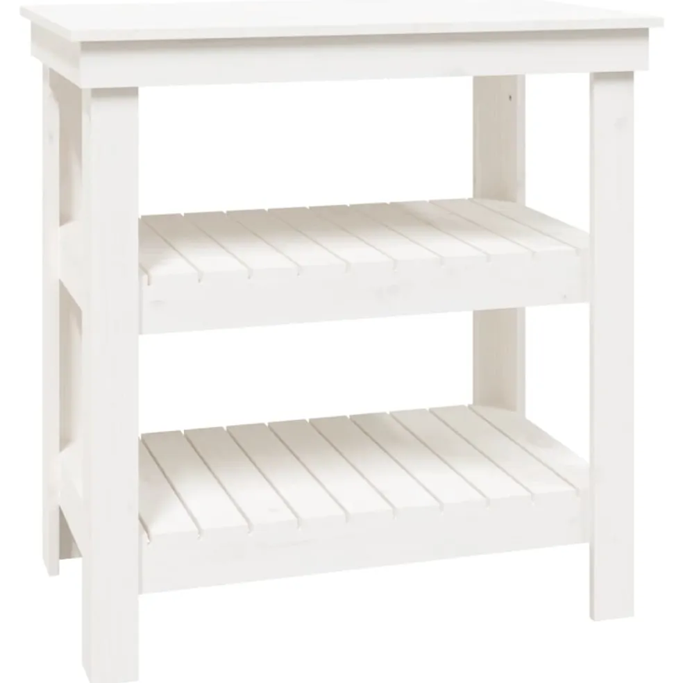 vidaXL Werkbank met plank Wit 78,5 x 50 x 80 cm Massief grenenhout
