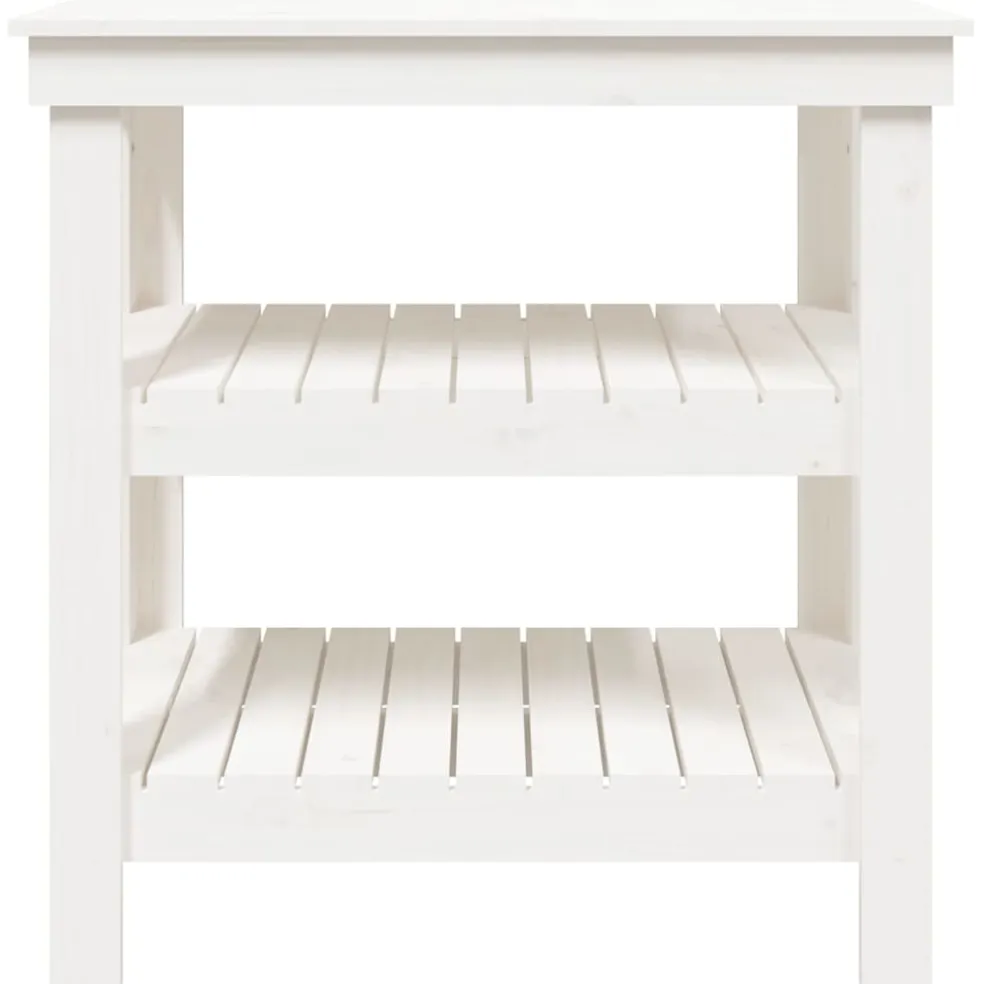 vidaXL Werkbank met plank Wit 78,5 x 50 x 80 cm Massief grenenhout