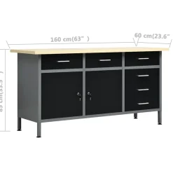 vidaXL Werkbank met vier wandpanelen en twee kasten