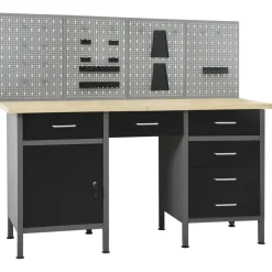 vidaXL Werkbank met vier wandpanelen