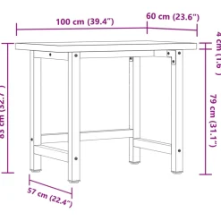 vidaXL Werkbank rechthoekig 100x60x83 cm massief acaciahout