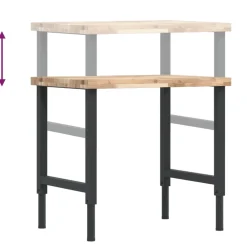 vidaXL Werkbank rechthoekig 80x60x(73-99,5) cm massief acaciahout