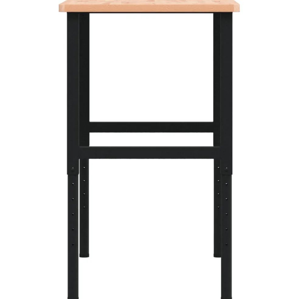 vidaXL Werkbank rechthoekig 100x60x(71,5-98) cm massief beukenhout