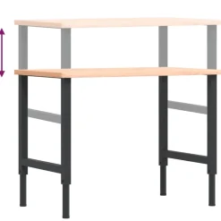 vidaXL Werkbank rechthoekig 100x60x(71,5-98) cm massief beukenhout