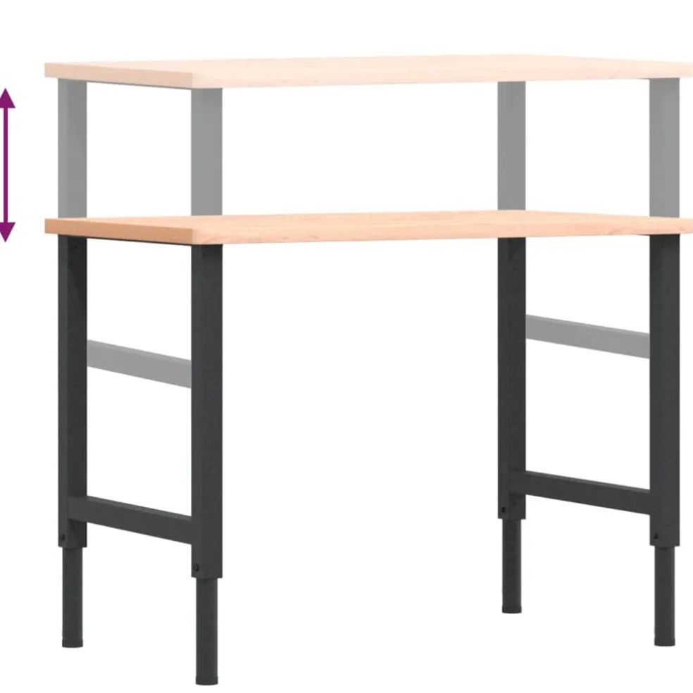 vidaXL Werkbank rechthoekig 100x60x(71,5-98) cm massief beukenhout