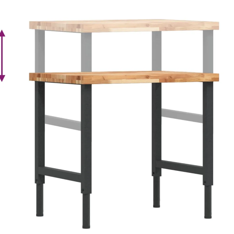 vidaXL Werkbank rechthoekig 80x60x(73-99,5) cm massief acaciahout