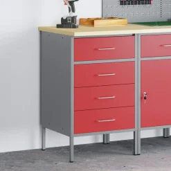 vidaXL Werkbank Rood en Grijs 50 x 55 x 85 cm Engineered hout en staal