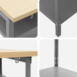 vidaXL Werkbankset 3 st Beige en Grijs Gepoedercoat staal