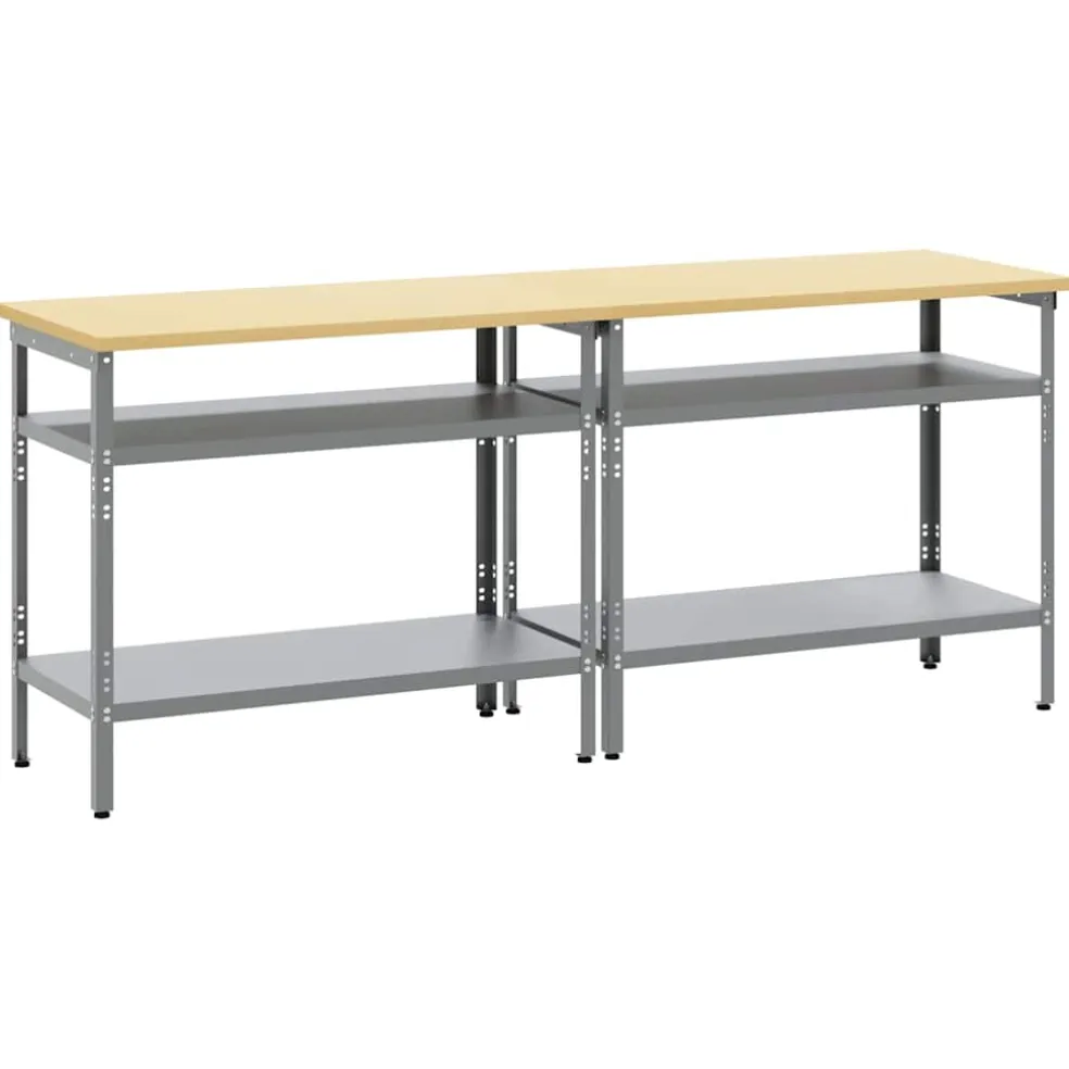 vidaXL Werkbankset 2 st Beige en Grijs Gepoedercoat staal
