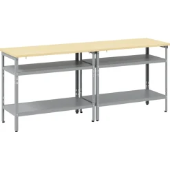vidaXL Werkbankset 2 st Beige en Grijs Gepoedercoat staal
