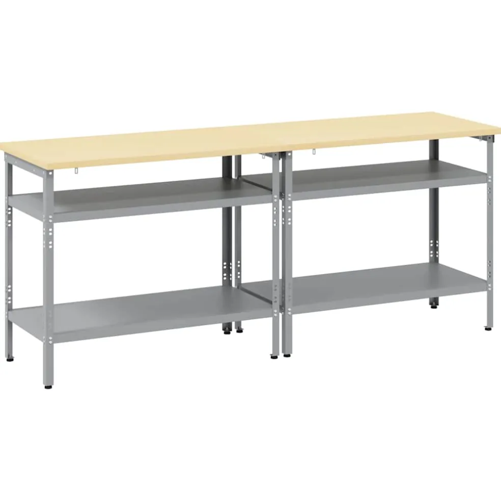 vidaXL Werkbankset 2 st Beige en Grijs Gepoedercoat staal