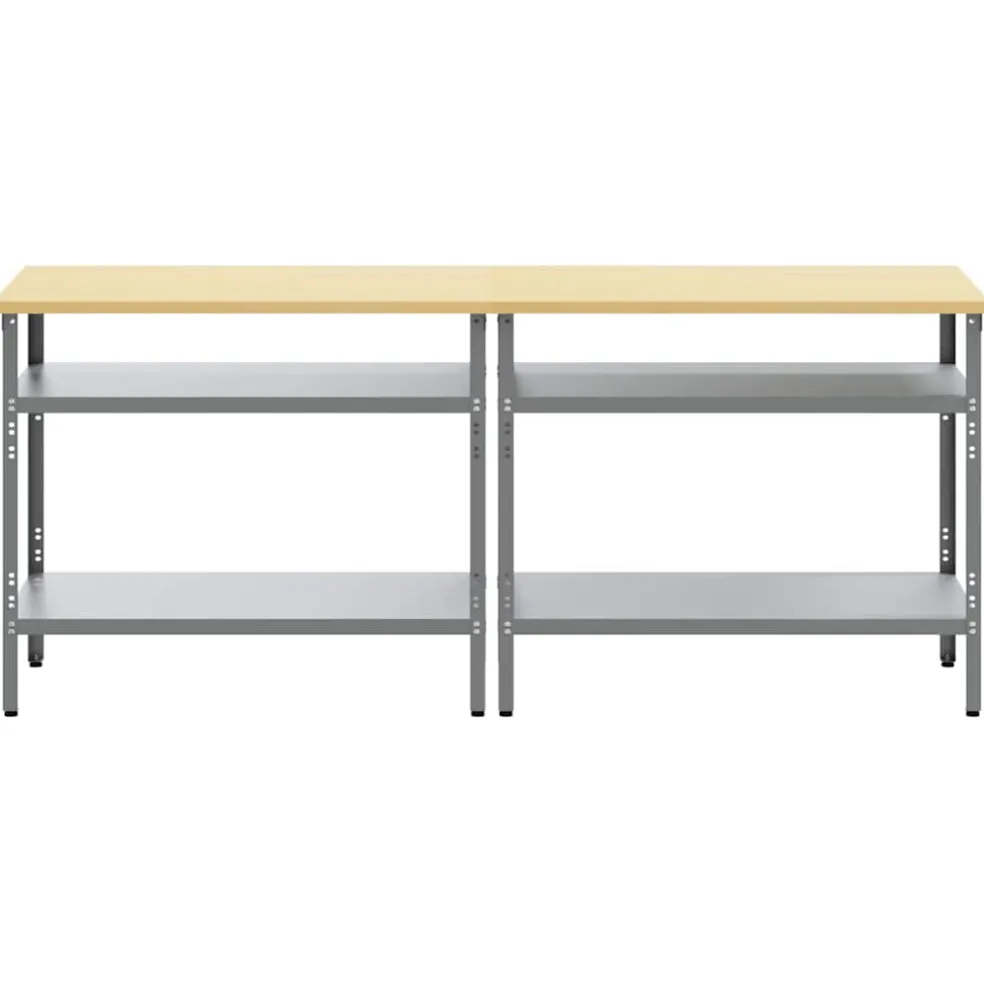 vidaXL Werkbankset 2 st Beige en Grijs Gepoedercoat staal