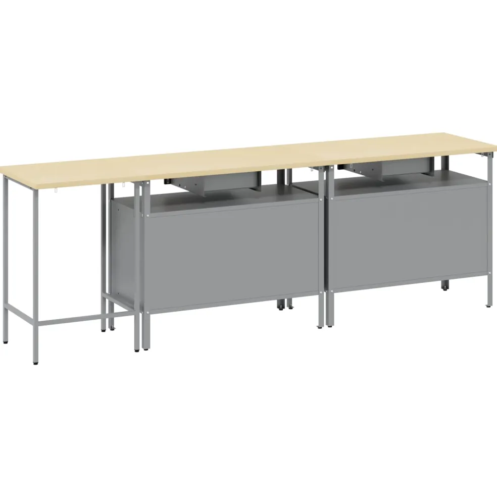 vidaXL Werkbankset 3 st Rood en Grijs Gepoedercoat staal