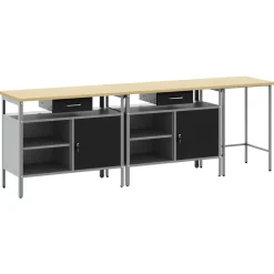vidaXL Werkbankset 3 st Rood en Grijs Gepoedercoat staal