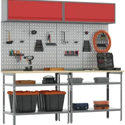 vidaXL Werkbankset 8 st Rood en Grijs Gepoedercoat staal