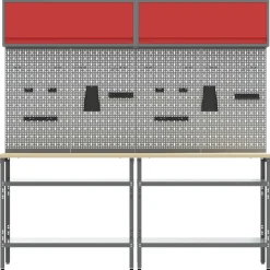vidaXL Werkbankset 8 st Rood en Grijs Gepoedercoat staal