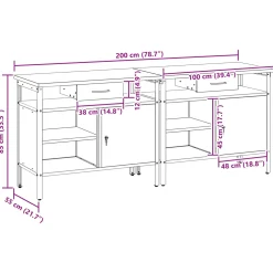 vidaXL Werkbankset 2 st Rood Gepoedercoat staal