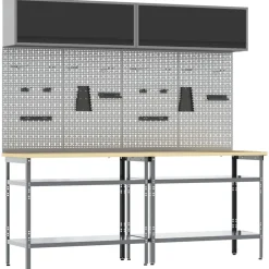 vidaXL Werkbankset 8 st Zwart en Grijs Gepoedercoat staal