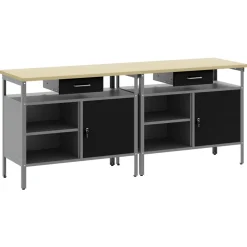 vidaXL Werkbankset 2 st Zwart Gepoedercoat staal