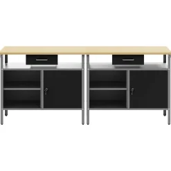 vidaXL Werkbankset 2 st Zwart Gepoedercoat staal