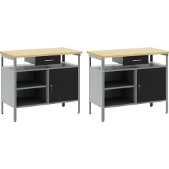 vidaXL Werkbankset 2 st Zwart Gepoedercoat staal