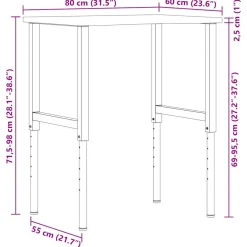 vidaXL Werkbank 80x60x(71,5-98) cm eikenhout lichtbruin