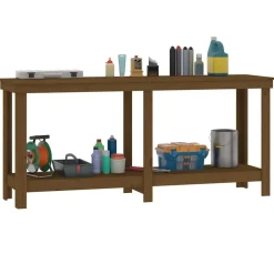vidaXL Werkbank 180x50x80 cm massief grenenhout honingbruin
