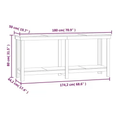vidaXL Werkbank 180x50x80 cm massief grenenhout honingbruin