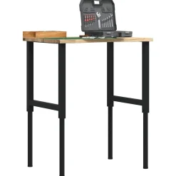 vidaXL Werkbank 80x60x(71,5-98) cm massief eikenhout