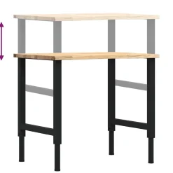 vidaXL Werkbank 80x60x(71,5-98) cm massief eikenhout