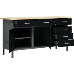 vidaXL Werkbank 160x60x85 cm staal zwart