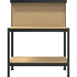 vidaXL Werkbank Zwart 114 x 54 x 145 cm Bewerkt hout en metaal