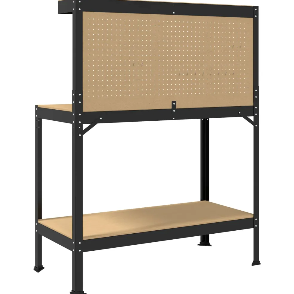 vidaXL Werkbank Zwart 114 x 54 x 145 cm Bewerkt hout en metaal