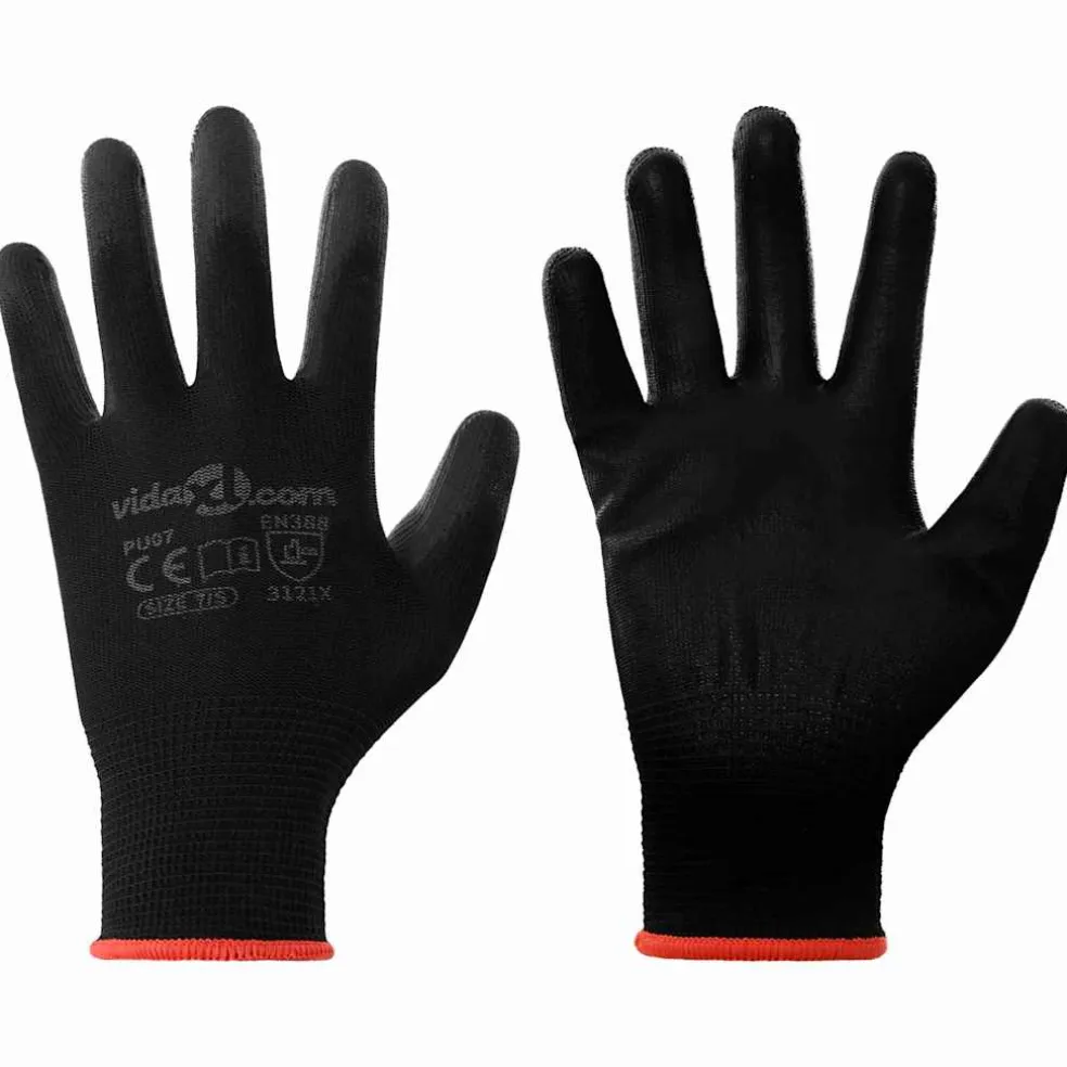 vidaXL Werkhandschoenen 12 st Zwart 7 / S Polyester