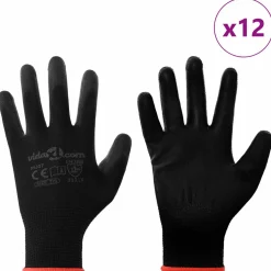 vidaXL Werkhandschoenen 12 st Zwart 7 / S Polyester