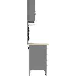 vidaXL Werk kast met lade met plank 7 st Rood Engineered hout en staal