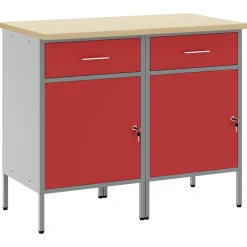 vidaXL Werk kast met lade met slot 2 st Rood en Grijs 100 x 55 x 85 cm