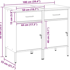 vidaXL Werk kast met lade met slot 2 st Rood en Grijs 100 x 55 x 85 cm