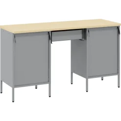 vidaXL Werk kast met lade met slot 3 st Zwart Engineered hout en staal