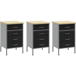vidaXL Werk kast met lade met slot 8 st Zwart Engineered hout en staal