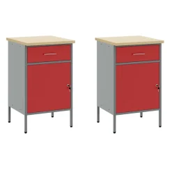vidaXL Werk kast met lade met slot 5 st Rood Engineered hout en staal