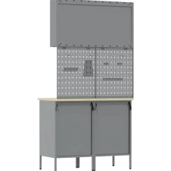 vidaXL Werk kast met lade met slot 5 st Zwart Engineered hout en staal