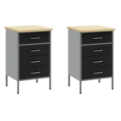 vidaXL Werk kast met lade met slot 5 st Zwart Engineered hout en staal