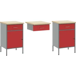 vidaXL Werk kast met lade met slot 10 st Rood Engineered hout en staal