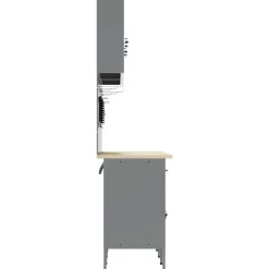 vidaXL Werk kast met lade met slot 10 st Rood Engineered hout en staal